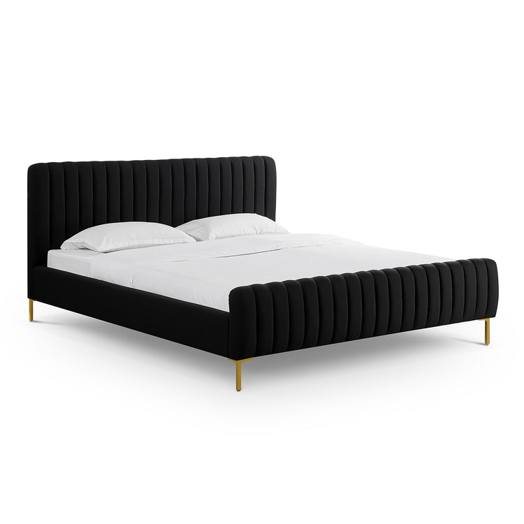 Cama King de lino Aliara color negro.