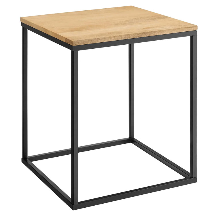 Mesa lateral cuadrada de madera y metal Elmer.