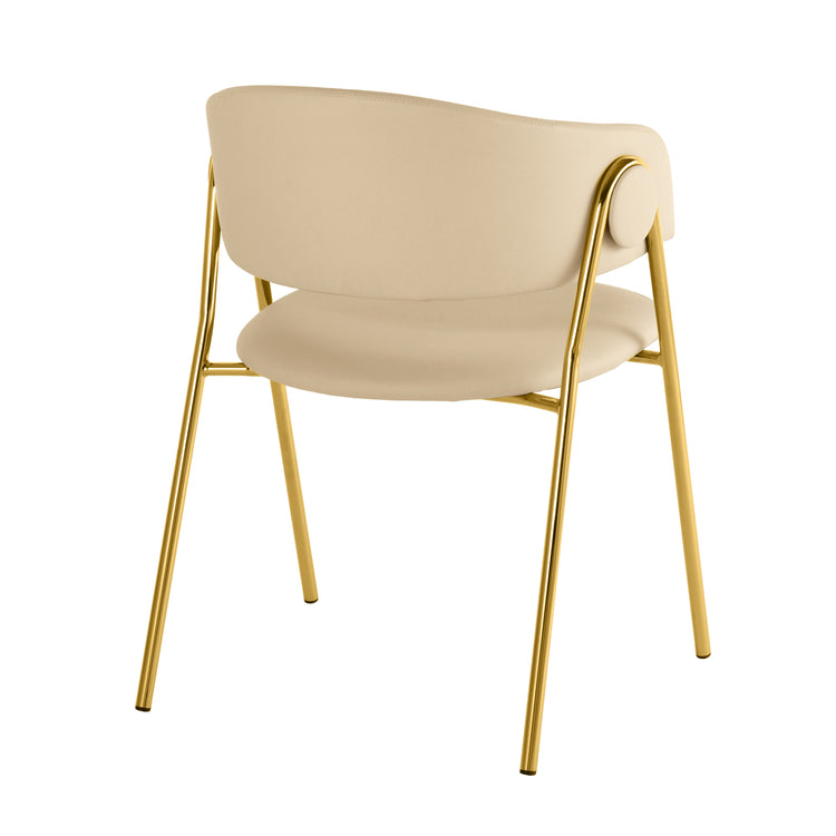 Silla para comedor crema piel vegana Jules- juego de 2 de espaldas.