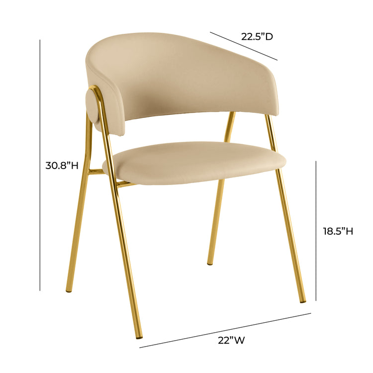 Silla para comedor crema piel vegana Jules- juego de 2 dimensiones.