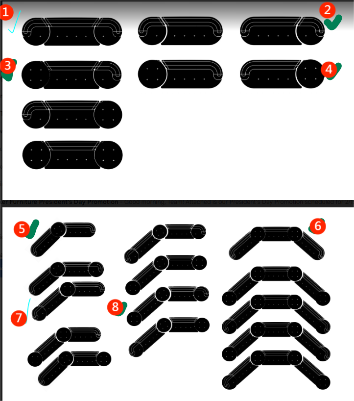 Layout configuraciones sofá modular Anja.