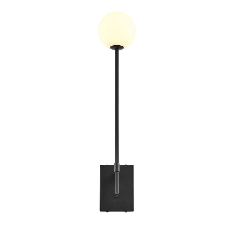 Arbotante color negro con globo blanco Randy de frente.