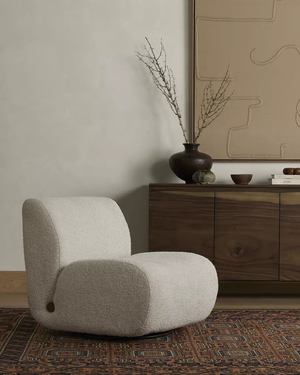 Silla de acento giratoria de Boucle crema Bao