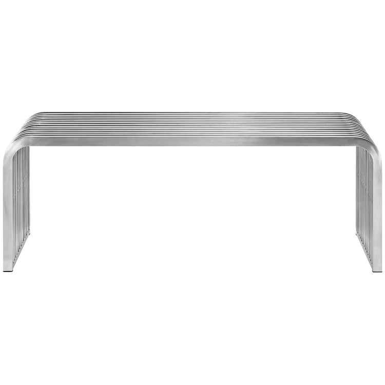 Banca 47" de acero inoxidable Viking de frente.