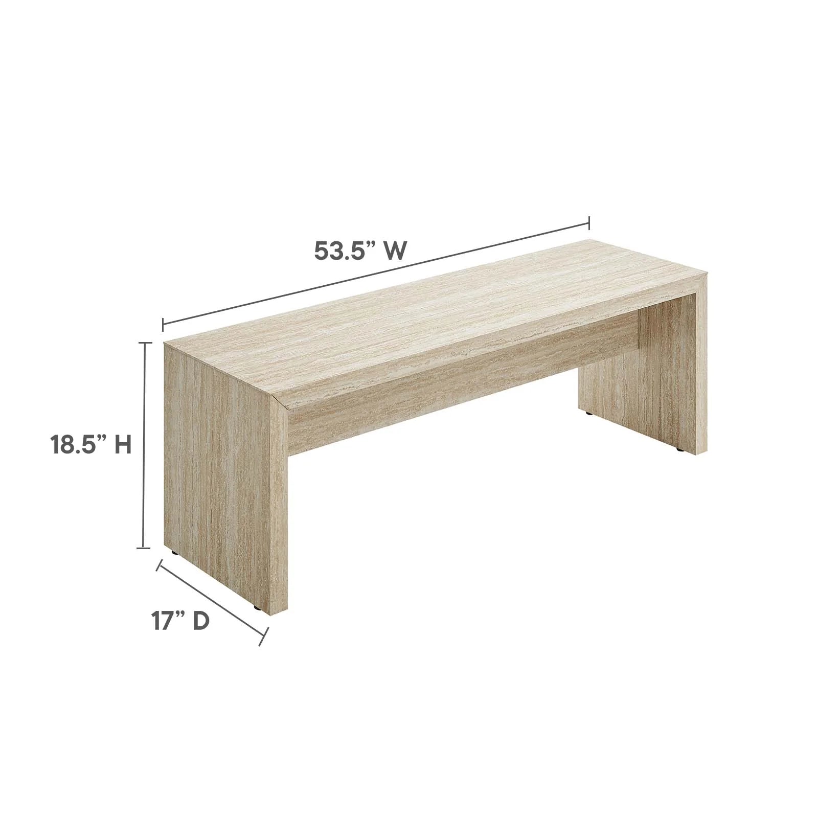 Banca de 53.5” de imitación Travertino dimensiones.