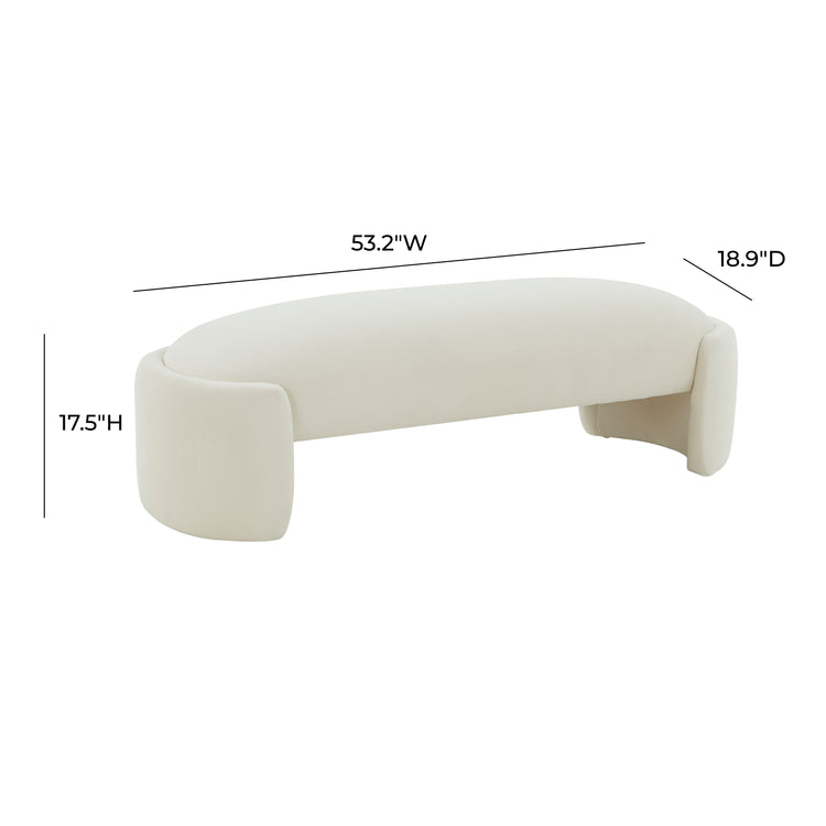 Banca de terciopelo crema Jad dimensiones.