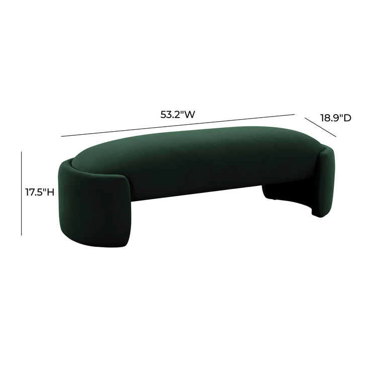 Banca de terciopelo verde bosque Jad dimensiones.