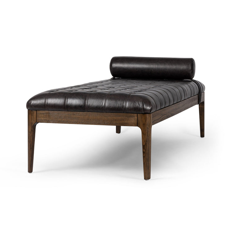 Banca chaise para sala o recámara de madera haya maciza Hania color negro