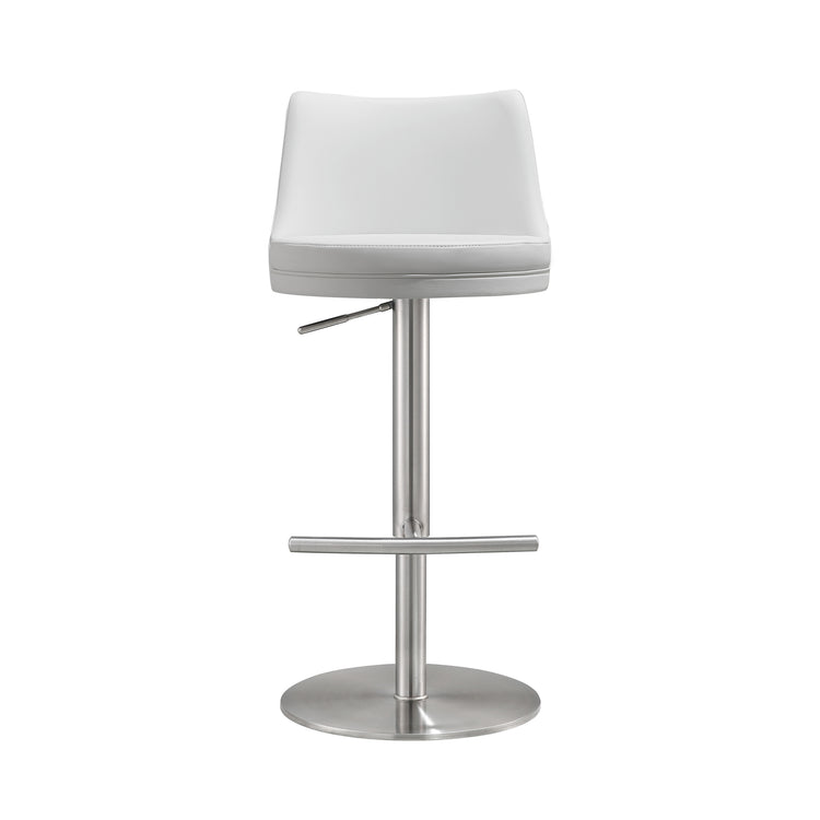 Banco ajustable de piel vegana blanco Ryan de frente.