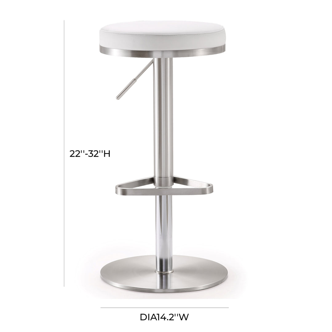 Banco de bar ajustable de acero inoxidable Nigiri color blanco dimensiones.