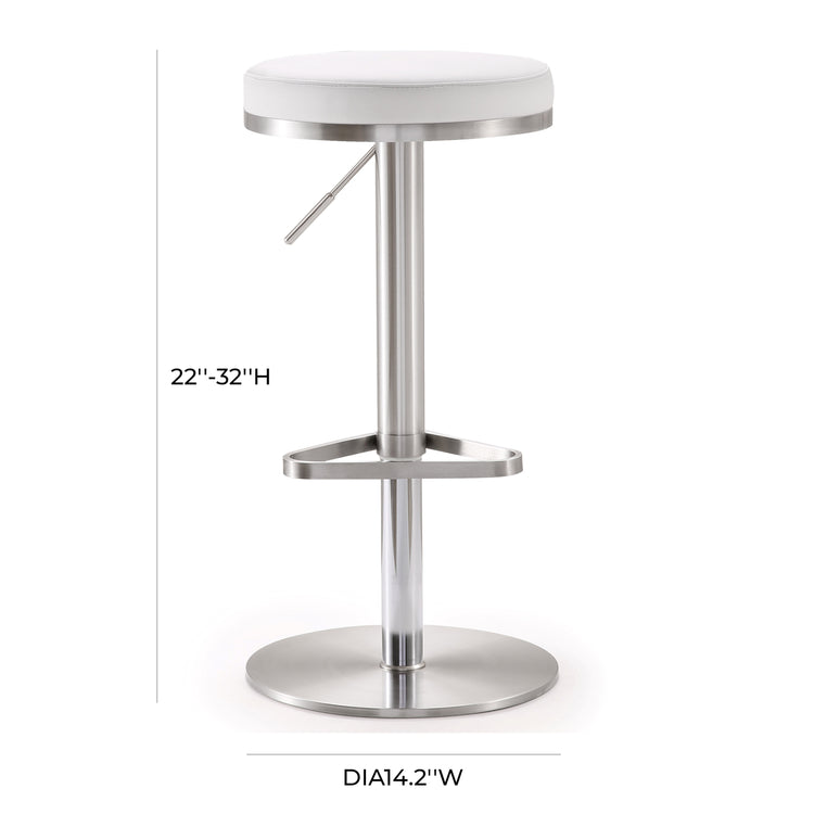 Banco de bar ajustable de acero inoxidable Nigiri color blanco dimensiones.