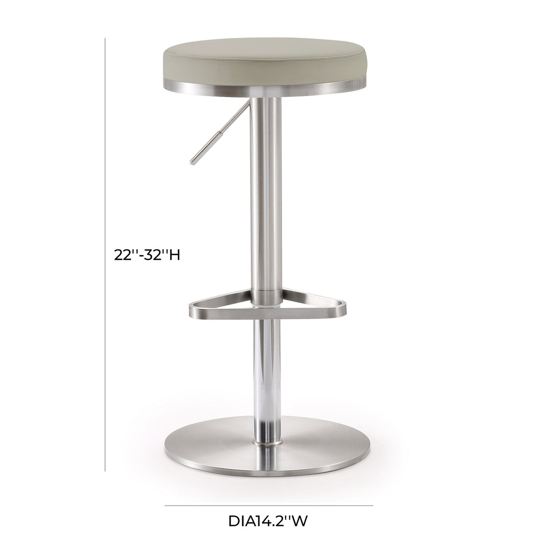 Banco de bar ajustable de acero inoxidable Nigiri color gris claro dimensiones.