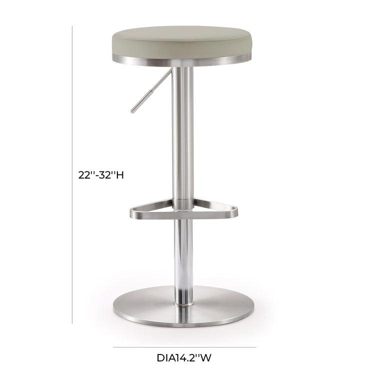 Banco de bar ajustable de acero inoxidable Nigiri color gris claro dimensiones.