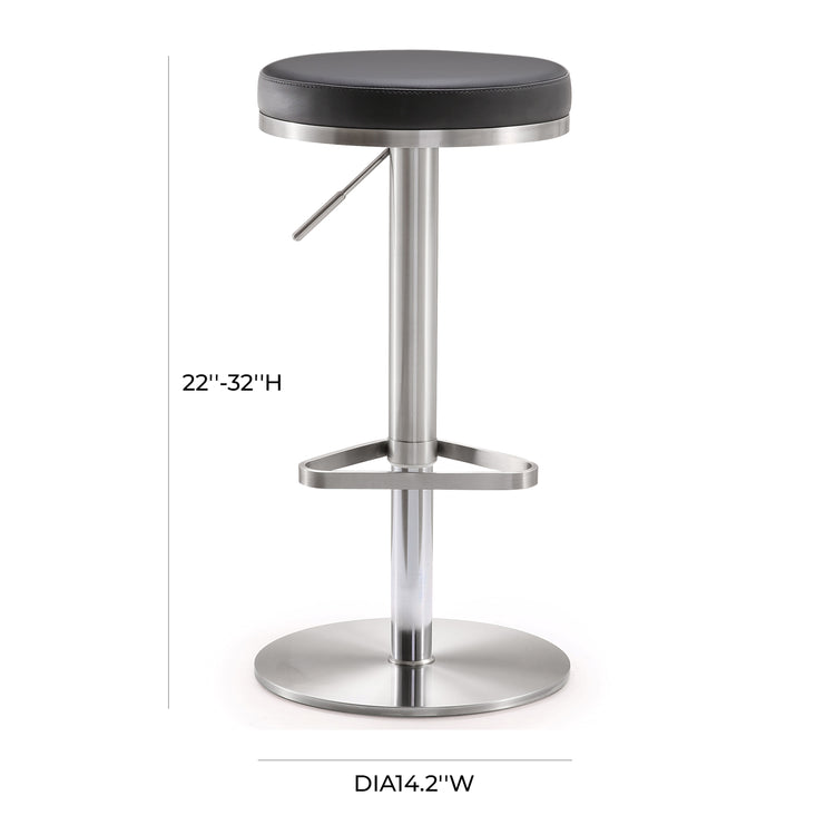 Banco de bar ajustable de acero inoxidable Nigiri color negro dimensiones.