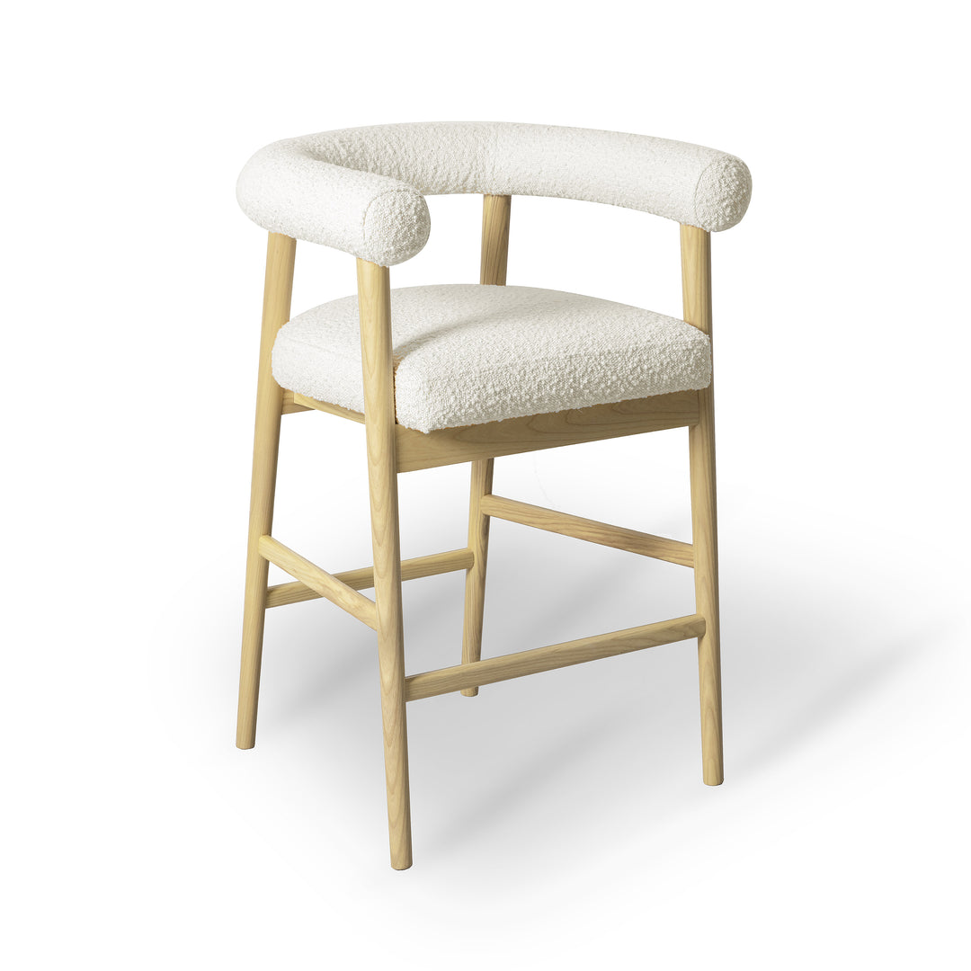 Banco de mostrador de bouclé crema Foley.