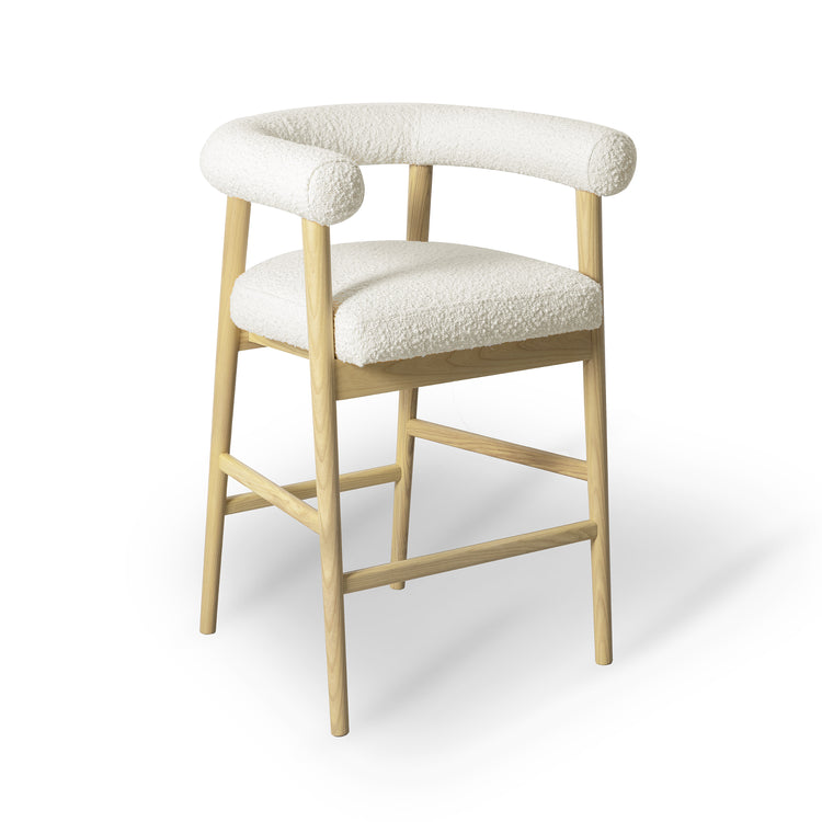 Banco de mostrador de bouclé crema Foley.