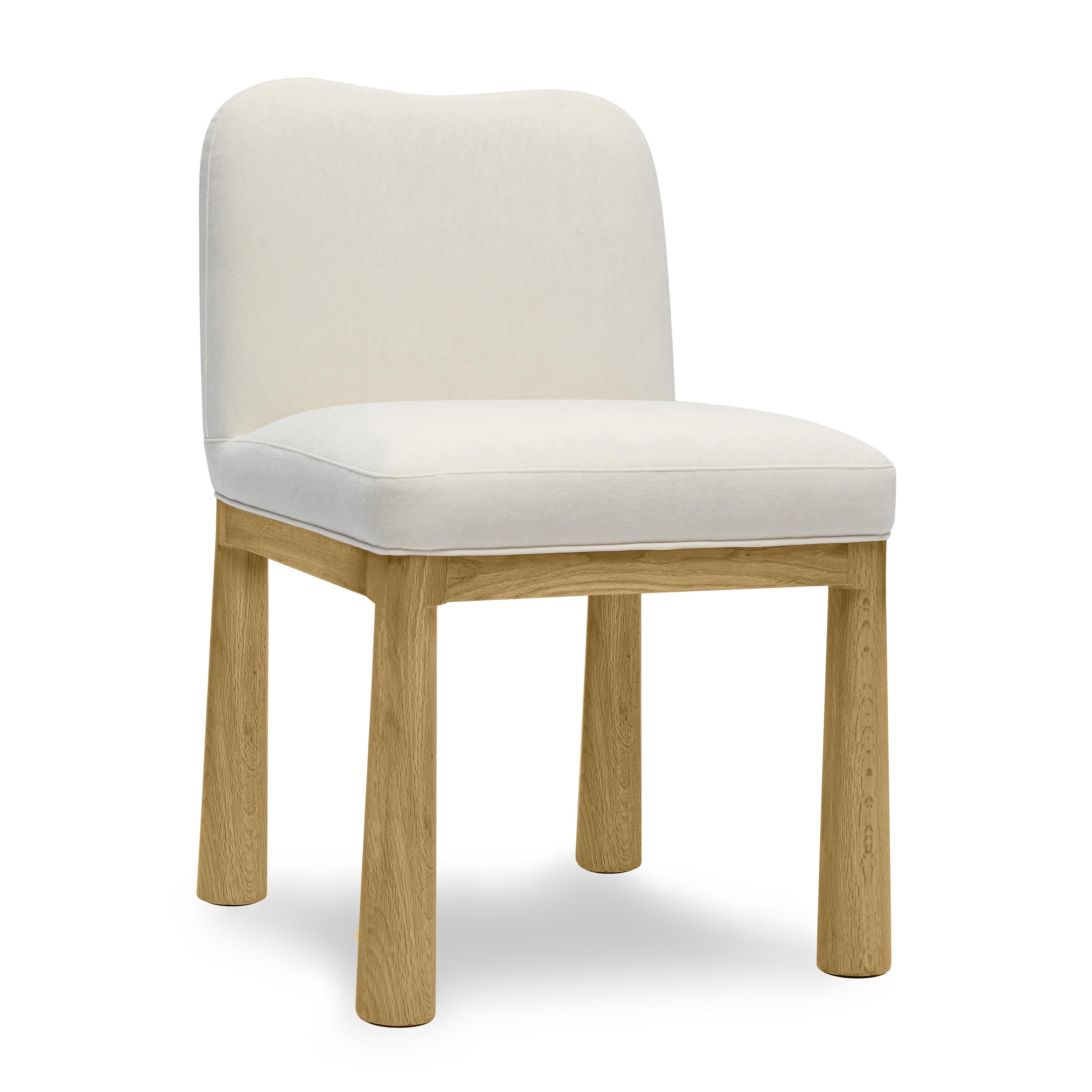 Banco de mostrador de terciopelo Maykel color crema.
