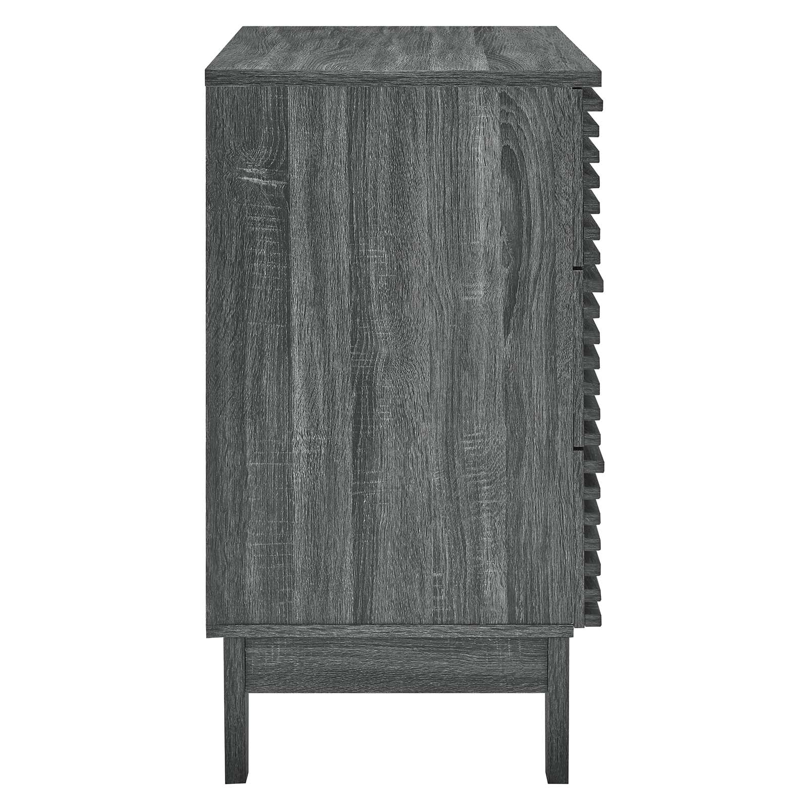 Cajonera alta de 3 cajones Niklas color negro de lado.