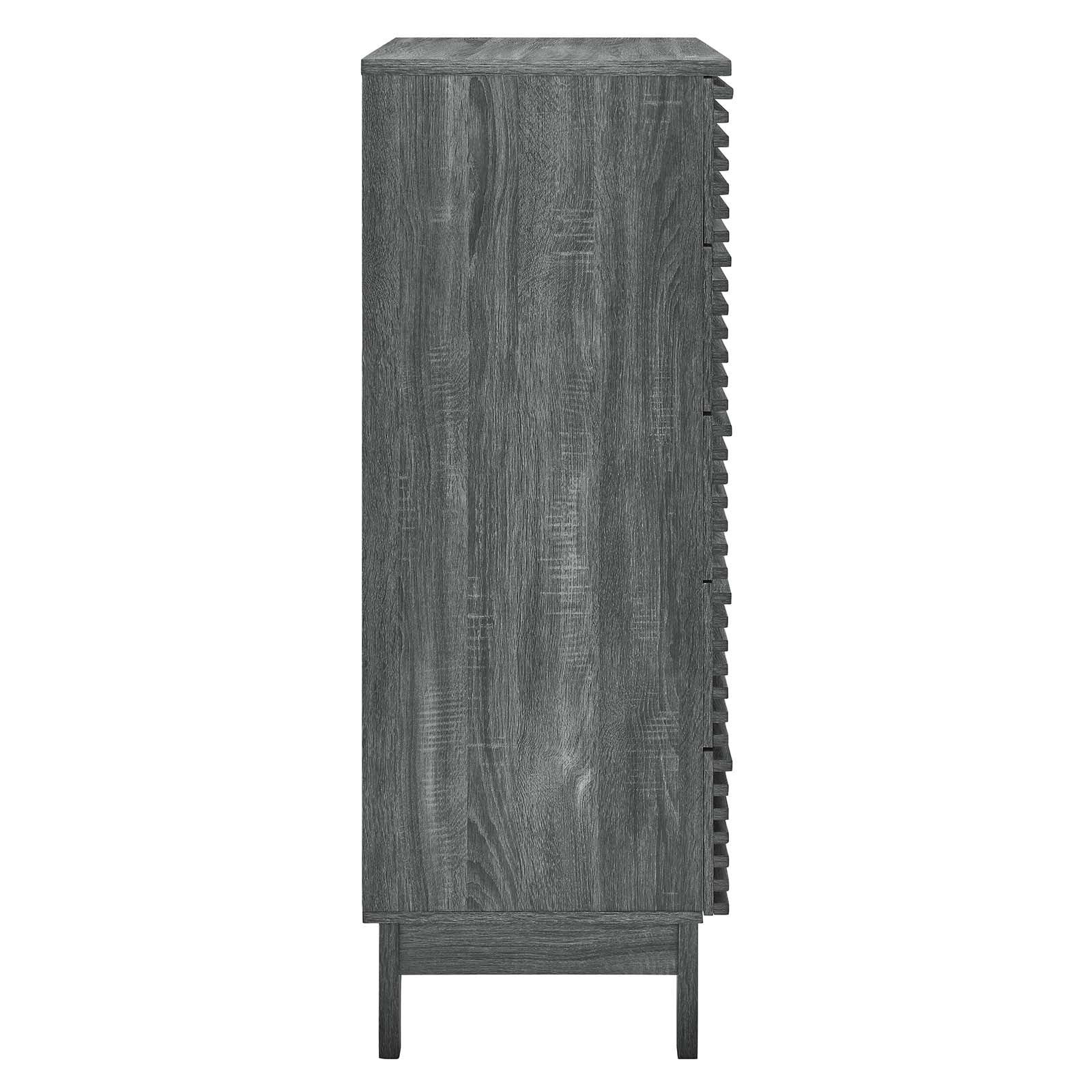 Cajonera alta de 5 cajones Niklas color negro de lado.