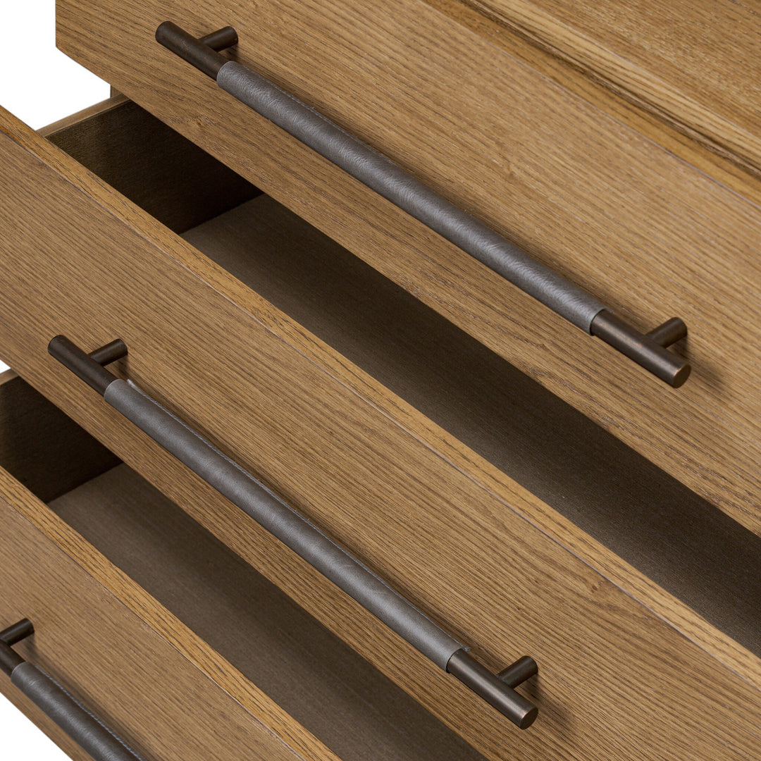 Cajonera con manijas de cuero de 3 cajones Wael