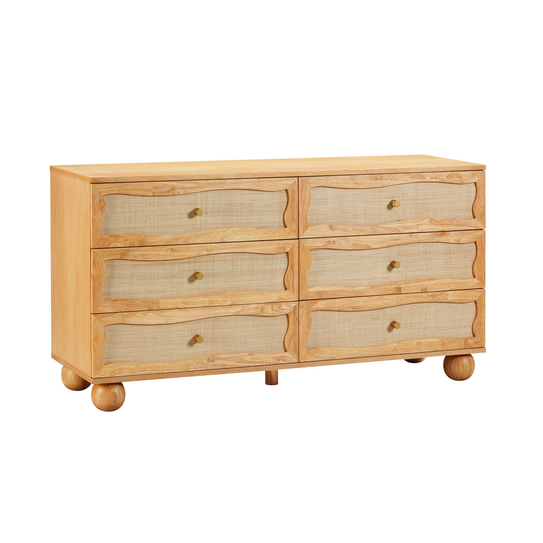 Cajonera de madera y ratán Kahina.