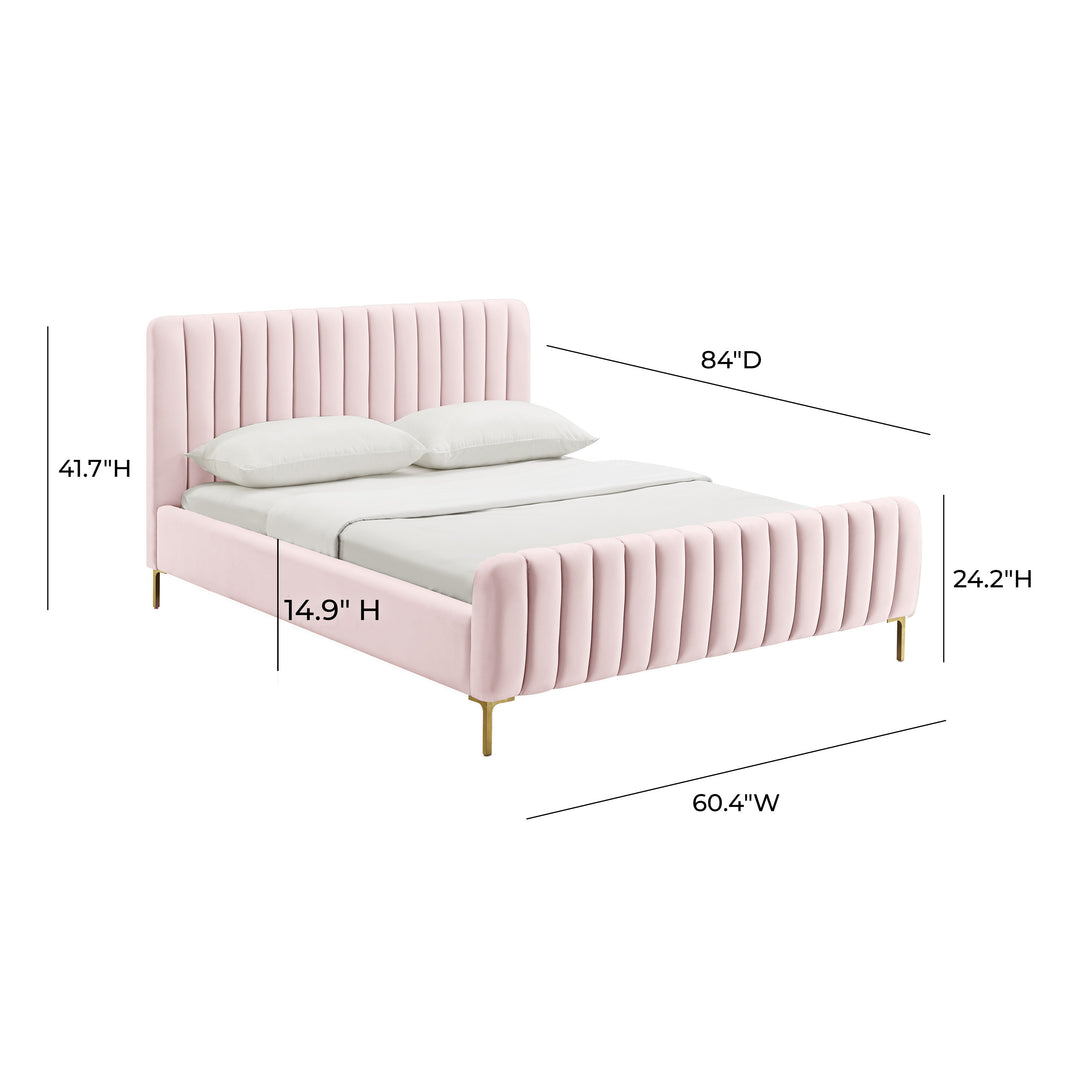 Cama Full acanalado de terciopelo Aliara