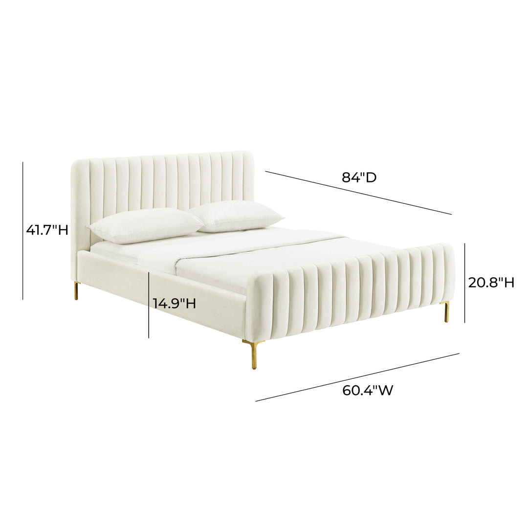 Cama Full acanalado de terciopelo Aliara