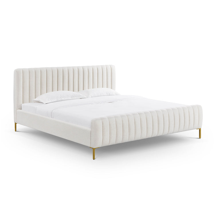 Cama King de lino Aliara color natural.