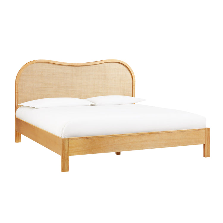 Cama King de madera y ratán Kahina.