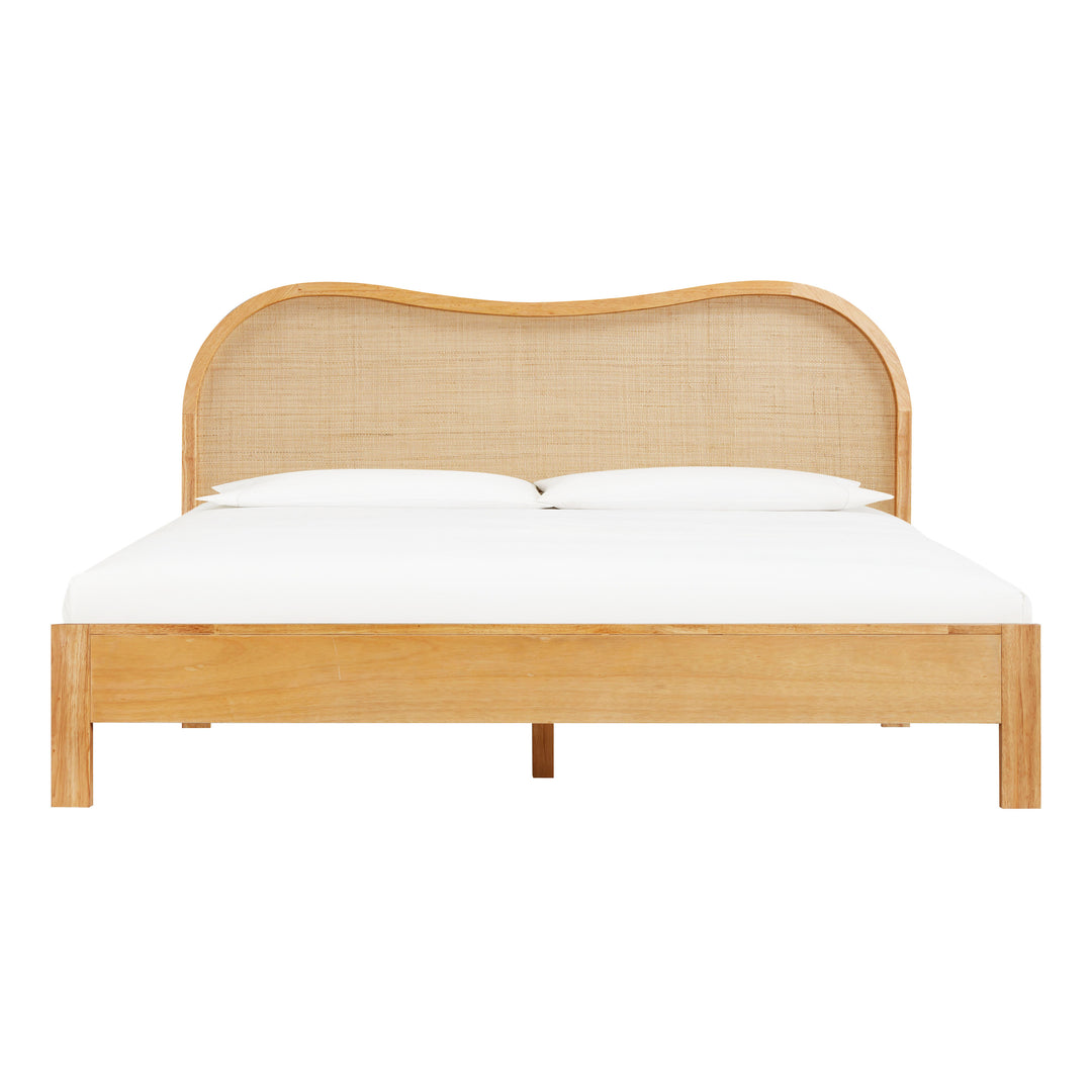 Cama King de madera y ratán Kahina