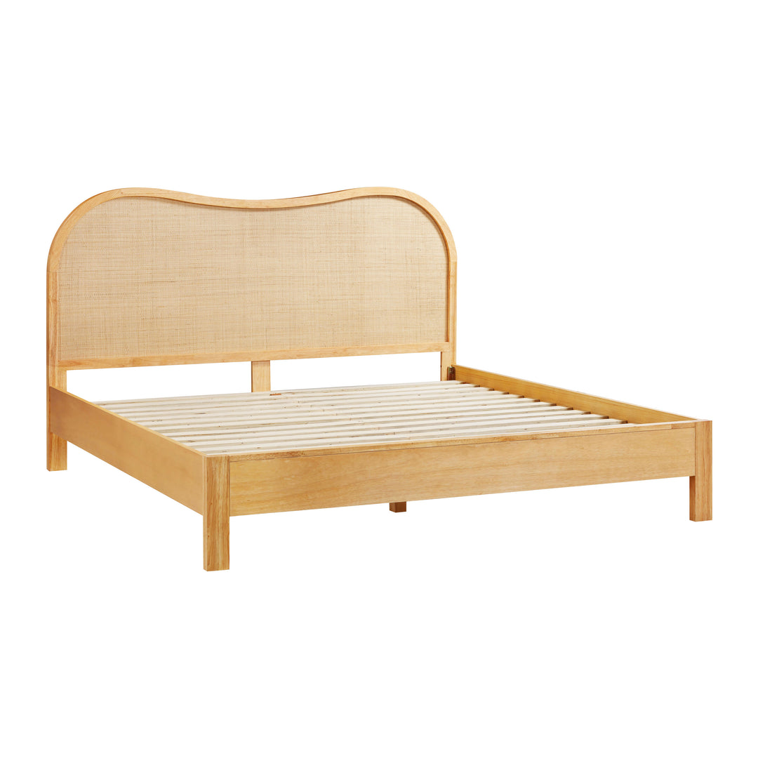 Cama King de madera y ratán Kahina