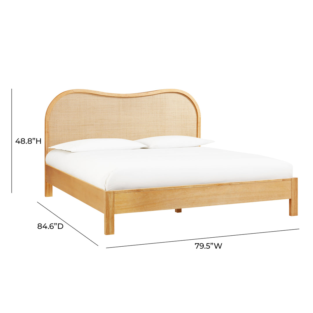 Cama King de madera y ratán Kahina