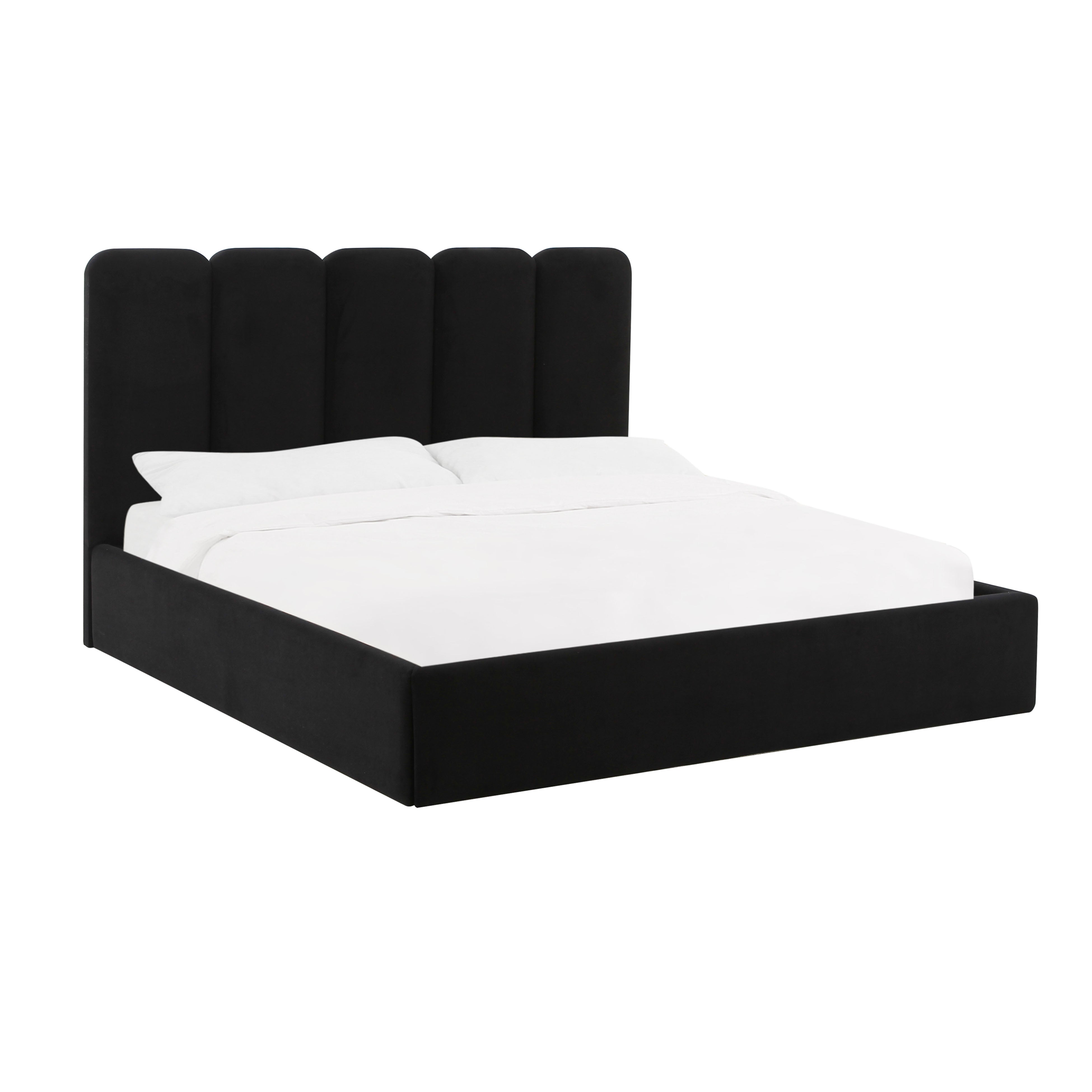 Cama King de terciopelo negro Edessa.