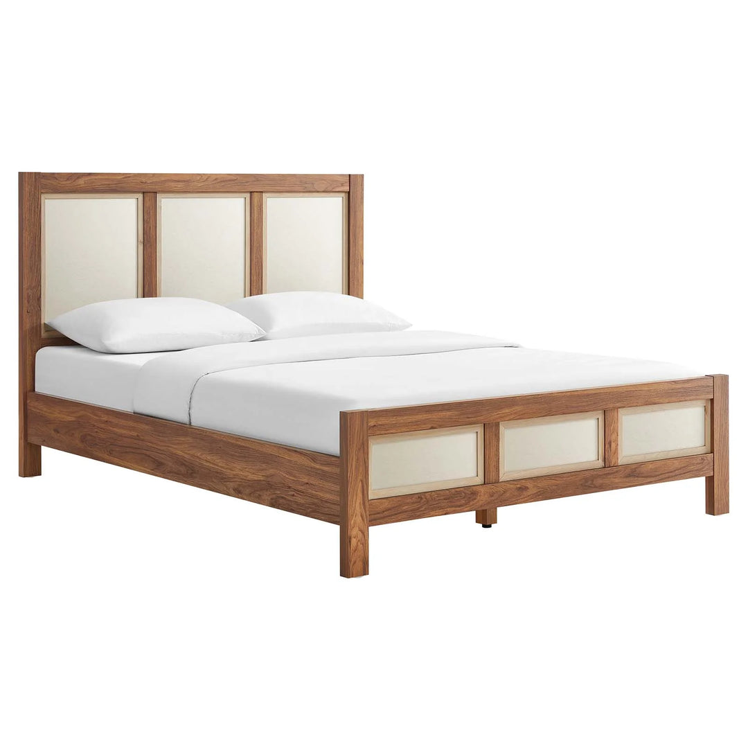 Cama Queen con plataforma de veta de madera Gabriel.