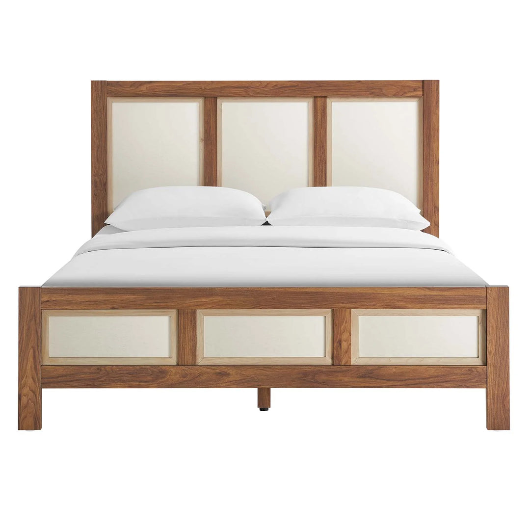 Cama Queen con plataforma de veta de madera Gabriel