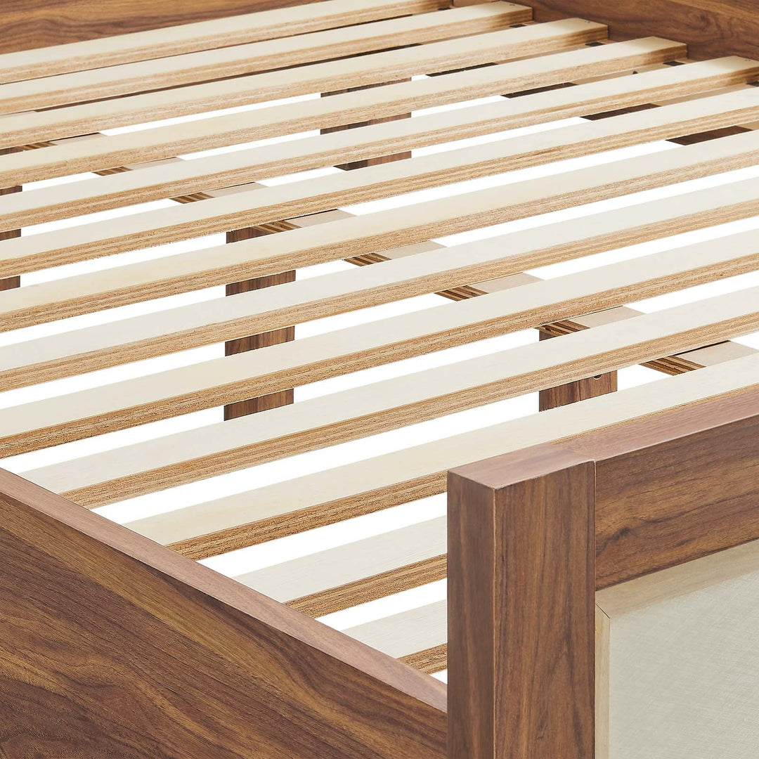 Cama Queen con plataforma de veta de madera Gabriel