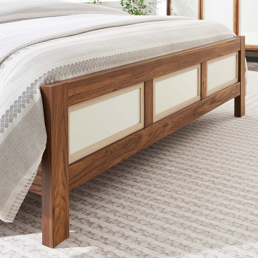 Cama Queen con plataforma de veta de madera Gabriel