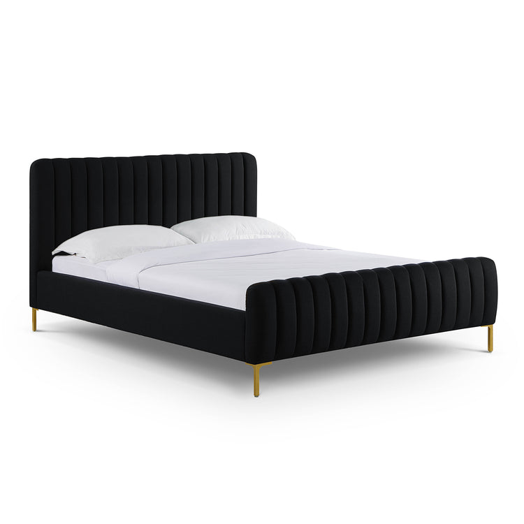 Cama Queen de lino Aliara color negro.