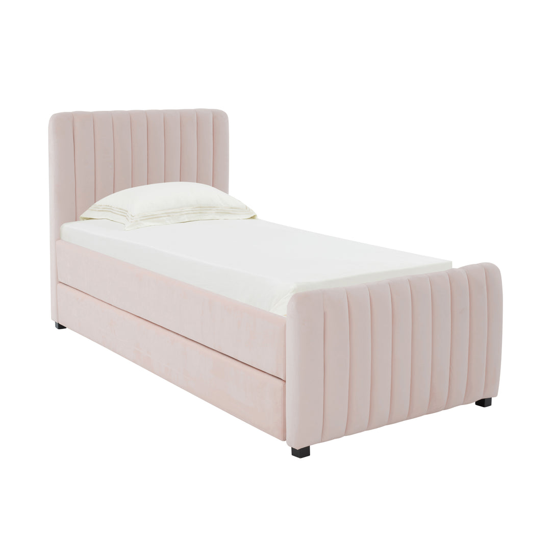Cama Twin con nido acanalado de terciopelo Aliara
