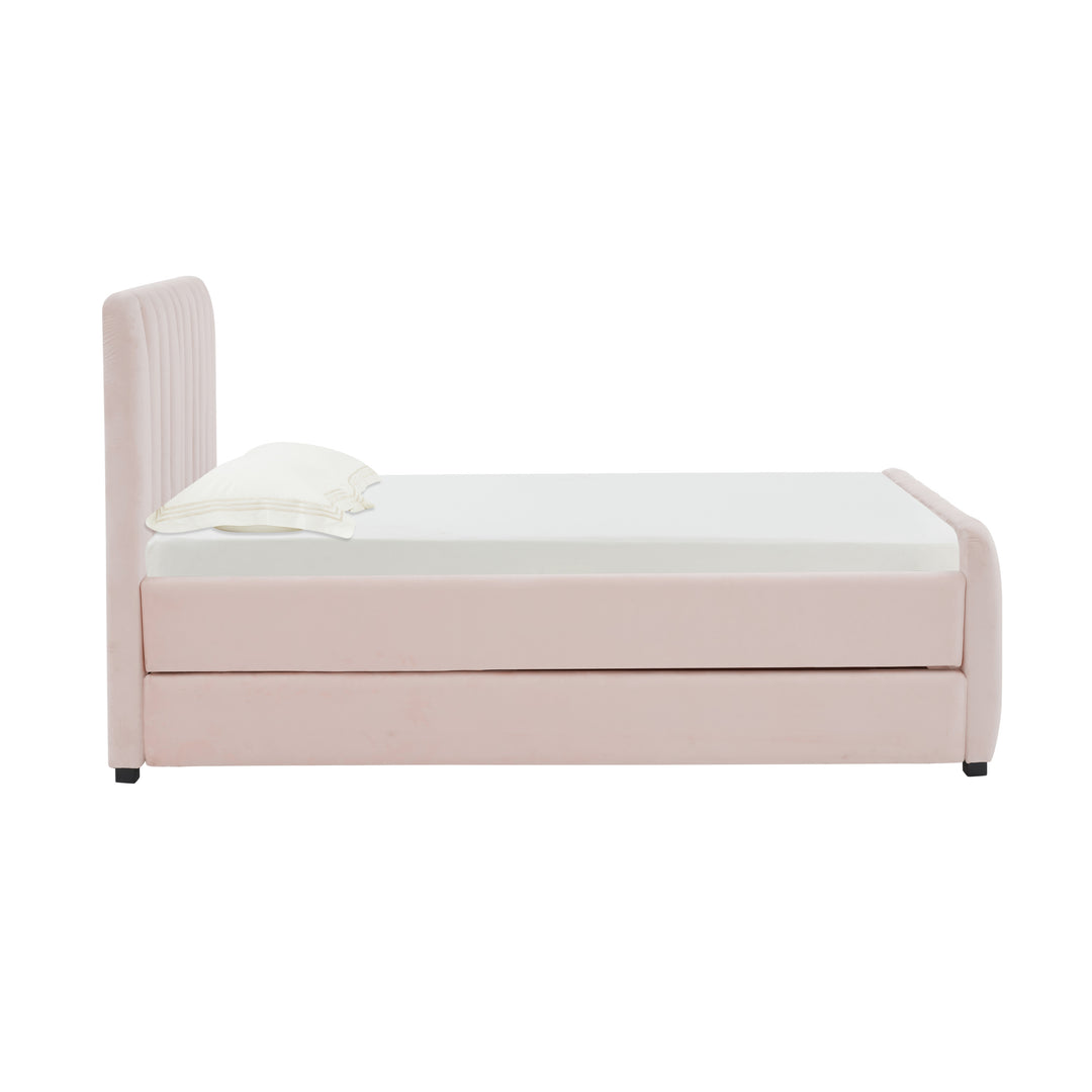 Cama Twin con nido acanalado de terciopelo Aliara