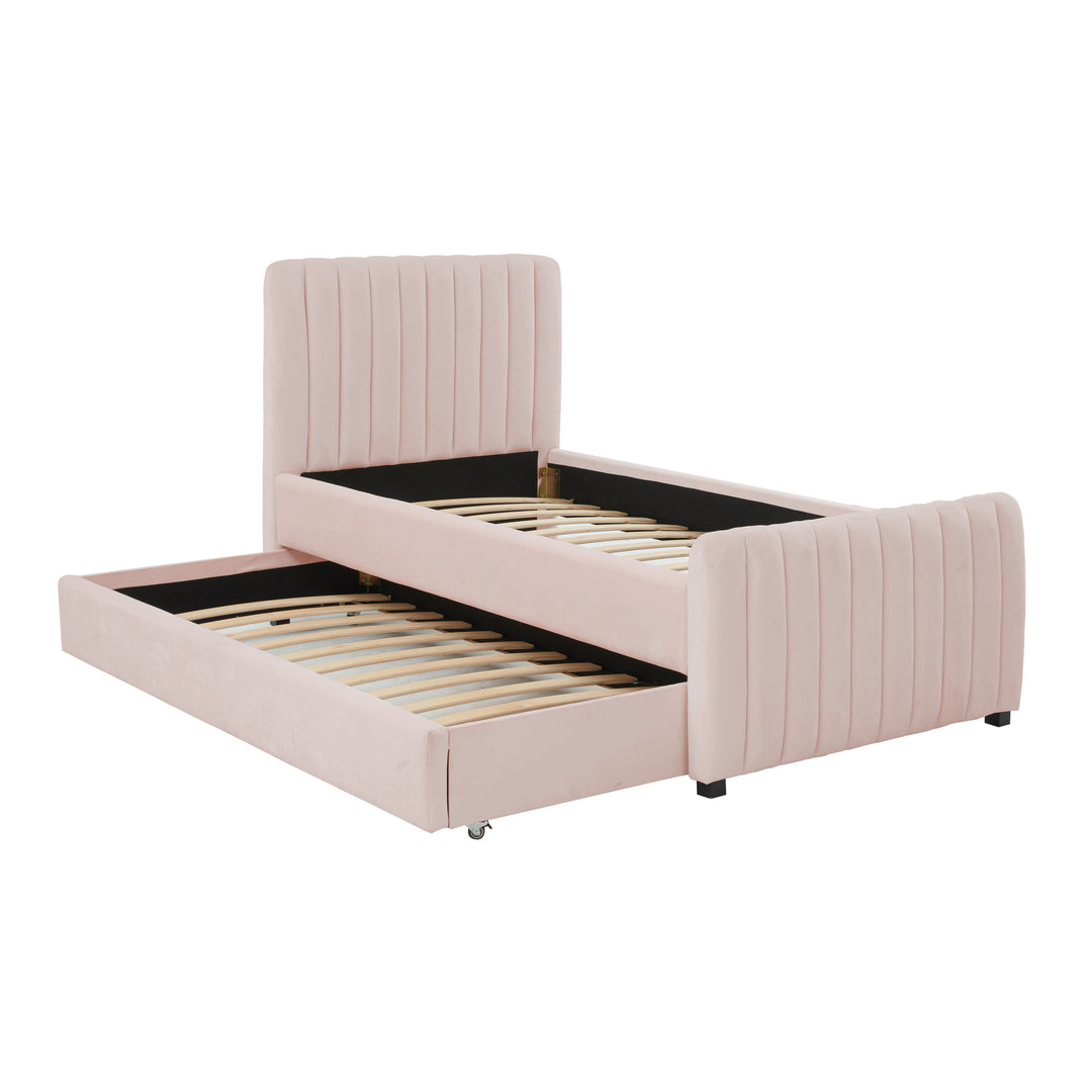 Cama Twin con nido acanalado de terciopelo Aliara