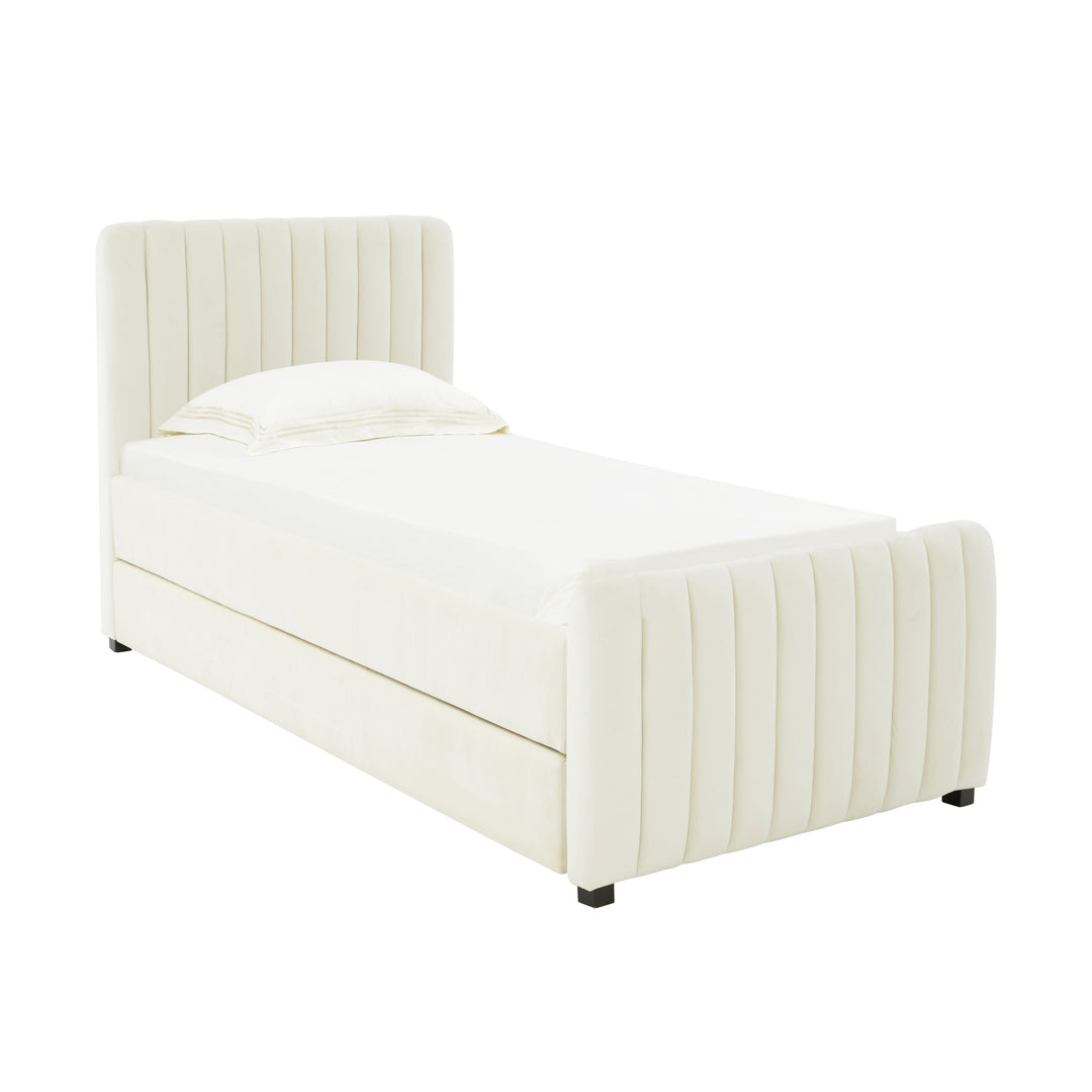 Cama Twin con nido acanalado de terciopelo Aliara