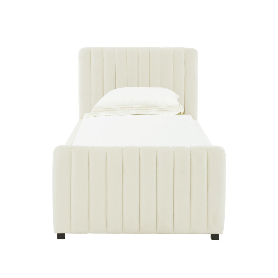 Cama Twin con nido acanalado de terciopelo Aliara
