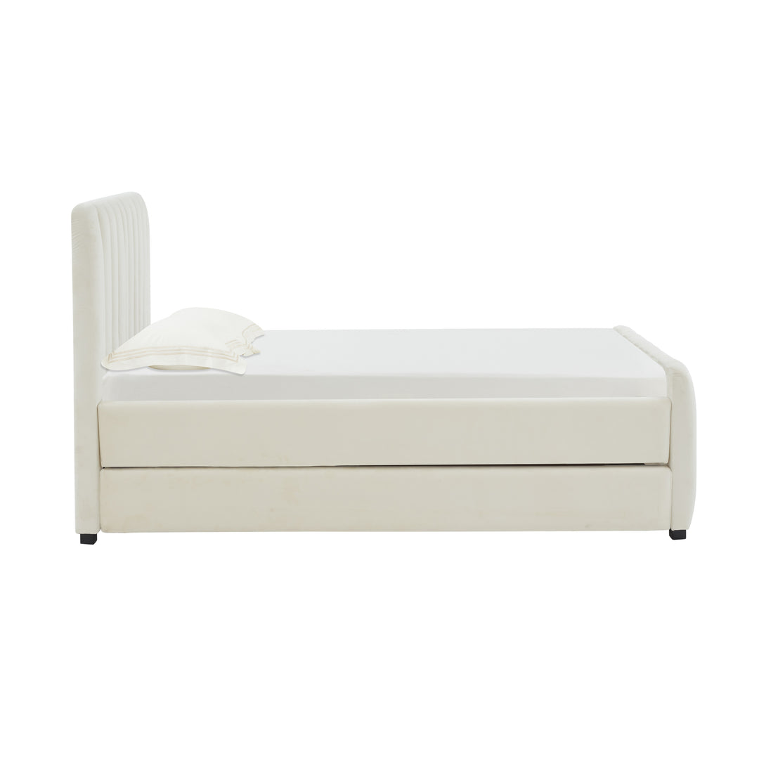 Cama Twin con nido acanalado de terciopelo Aliara