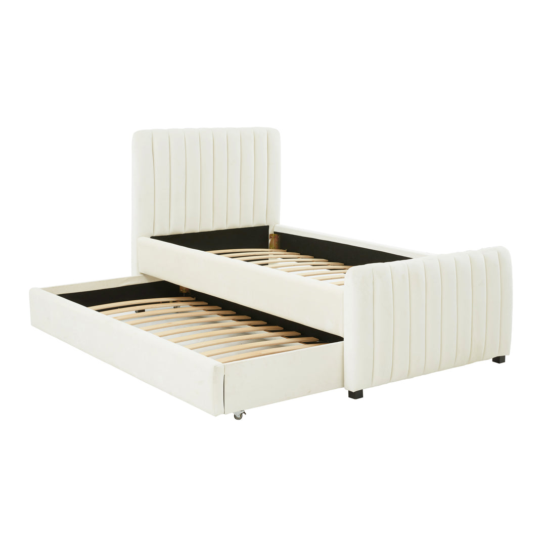 Cama Twin con nido acanalado de terciopelo Aliara