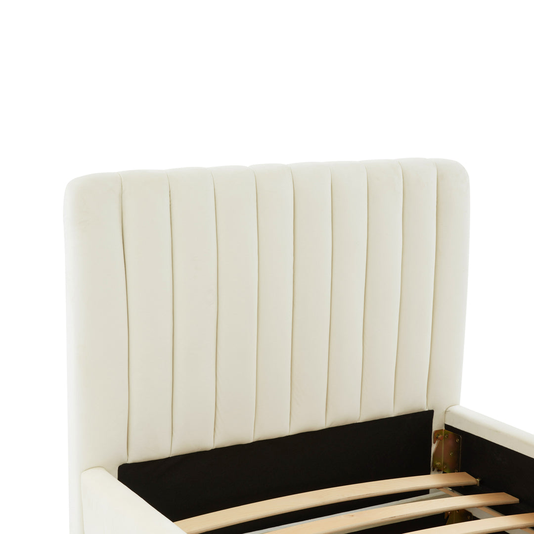 Cama Twin con nido acanalado de terciopelo Aliara
