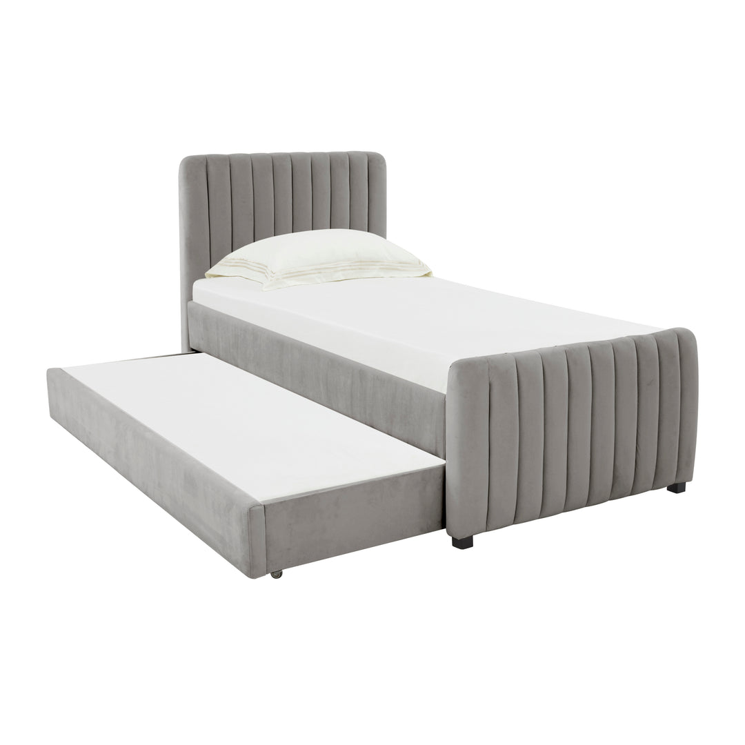 Cama con nido acanalado de terciopelo Aliara color gris.