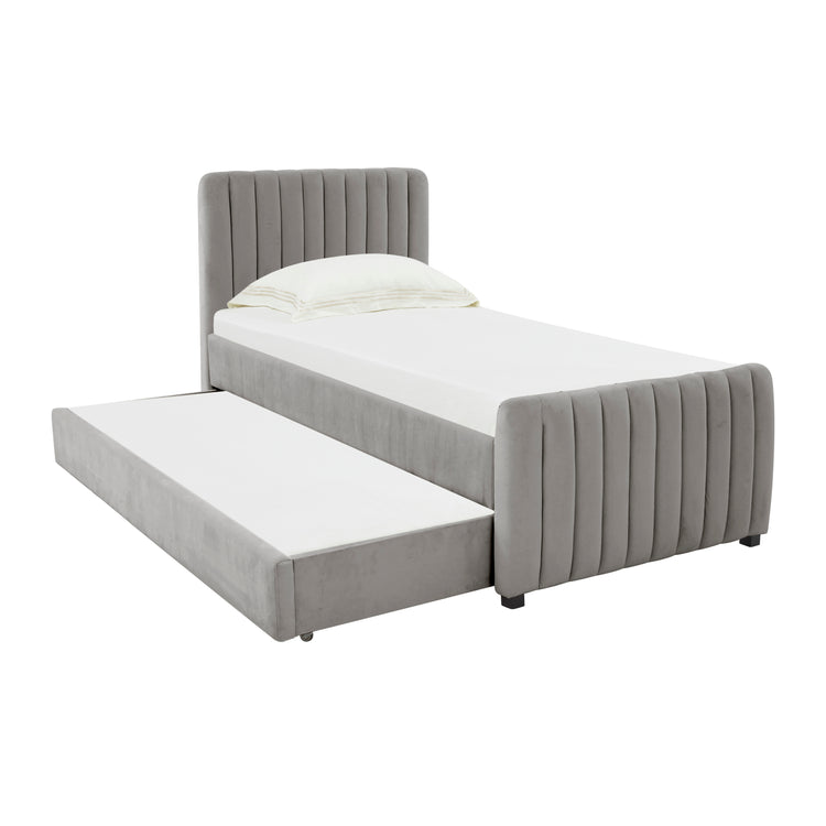 Cama con nido acanalado de terciopelo Aliara color gris.