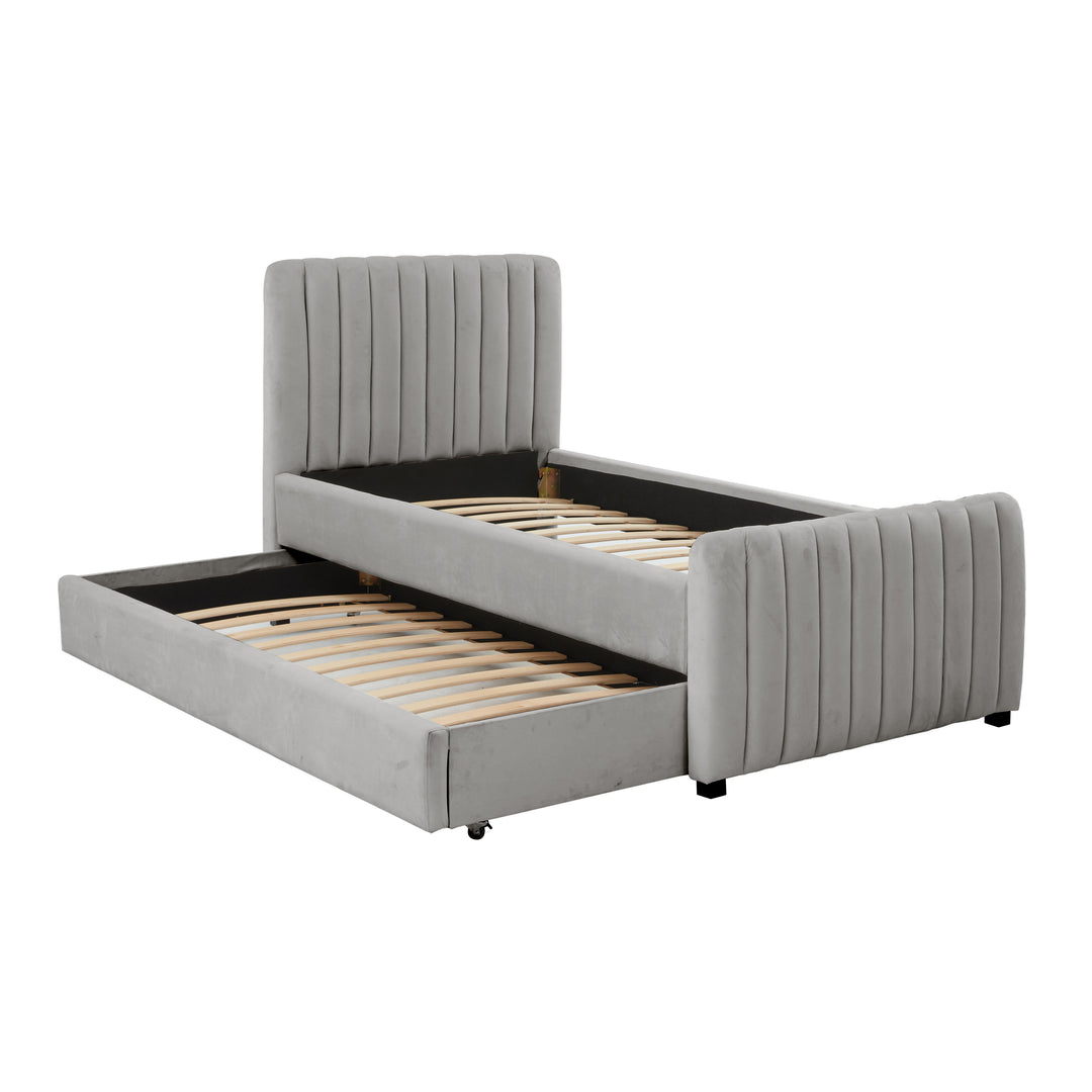 Cama Twin con nido acanalado de terciopelo Aliara