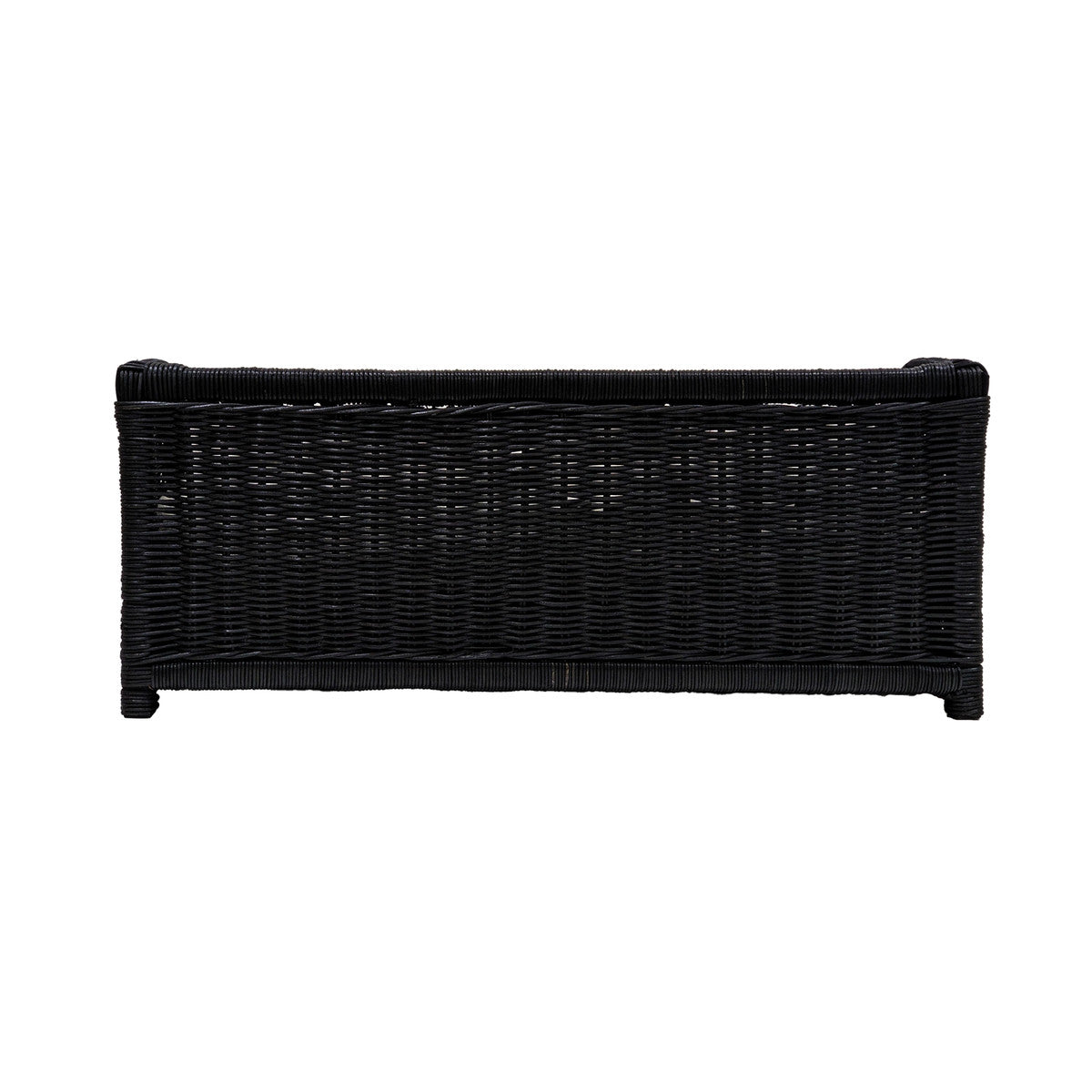 Cama de rattan negro para mascota Albert de atrás.